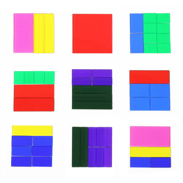 Transparent Fraction Squares - Set of 51