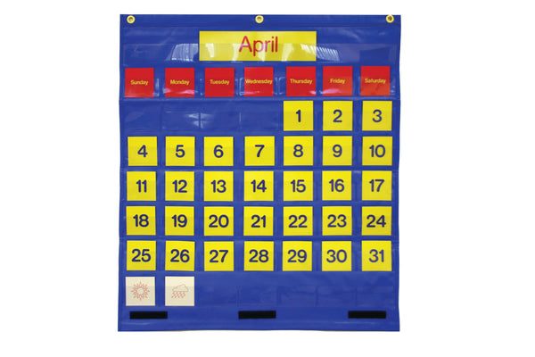 Calendar Pocket Chart with Cards - Bilingual English Spanish