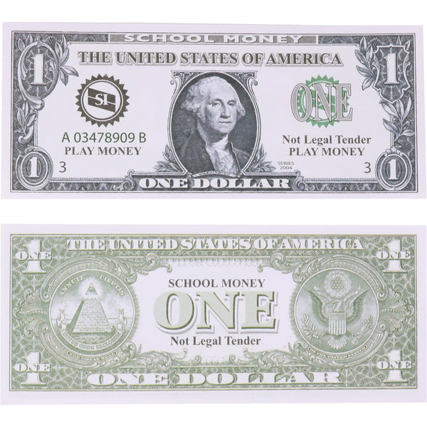 US School Money $1 Bills - Set of 100