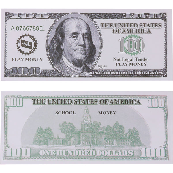 US School Money $100 Bills - Set of 50