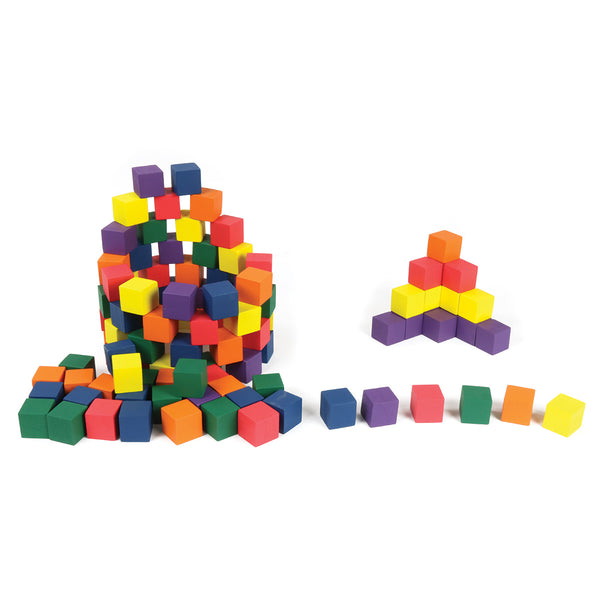 2 cm Wooden Cubes Assorted Colors - Set of 102