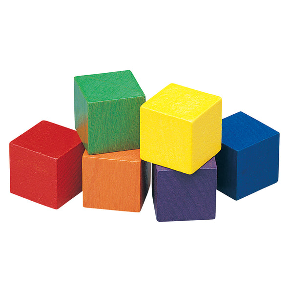 1" Wooden Cubes Assorted Colors - Set of 102