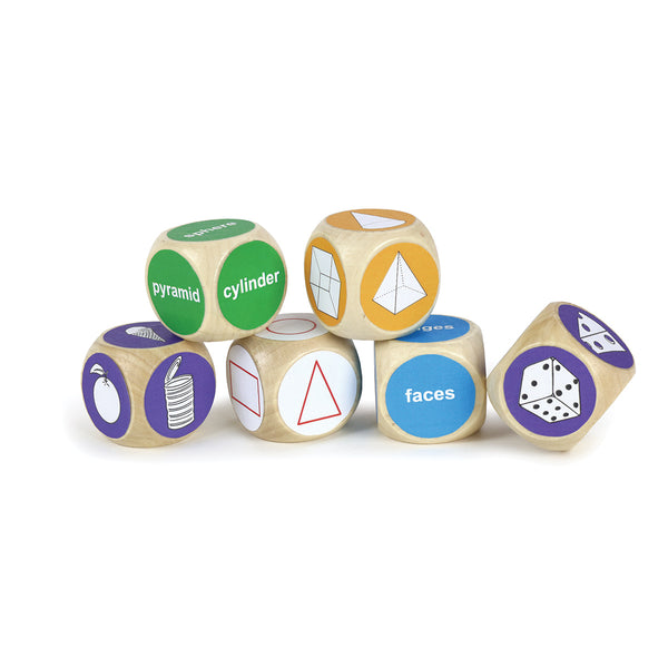 Geo Solids Wooden Dice - Set of 6