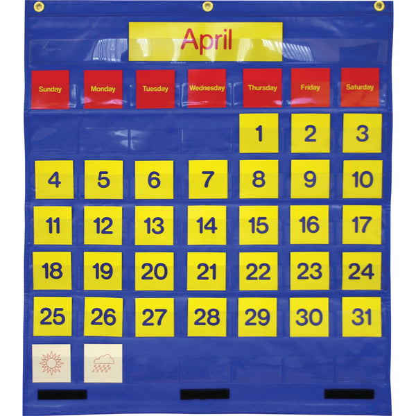 Calendar Pocket Chart with Cards - Bilingual English Spanish