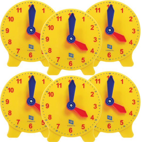 Classic Geared Yellow Student Clock - Set of 6