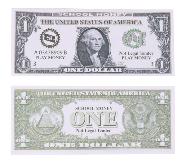 US School Money $1 Bills - Set of 100