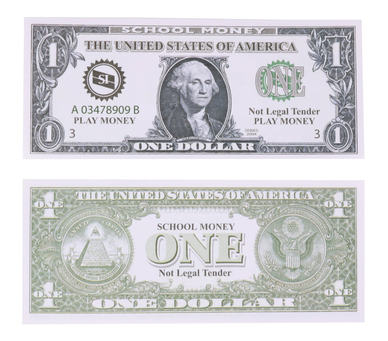 US School Money $1 Bills - Set of 100