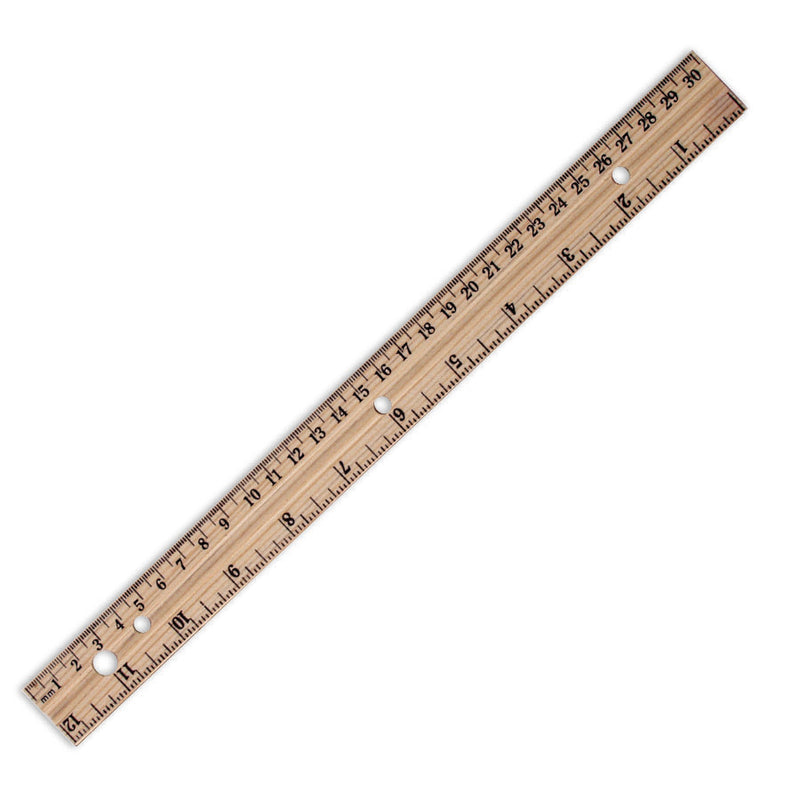 12" School Ruler Dual Scale - Wooden