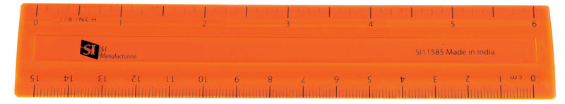 6" Ruler Orange Shatterproof