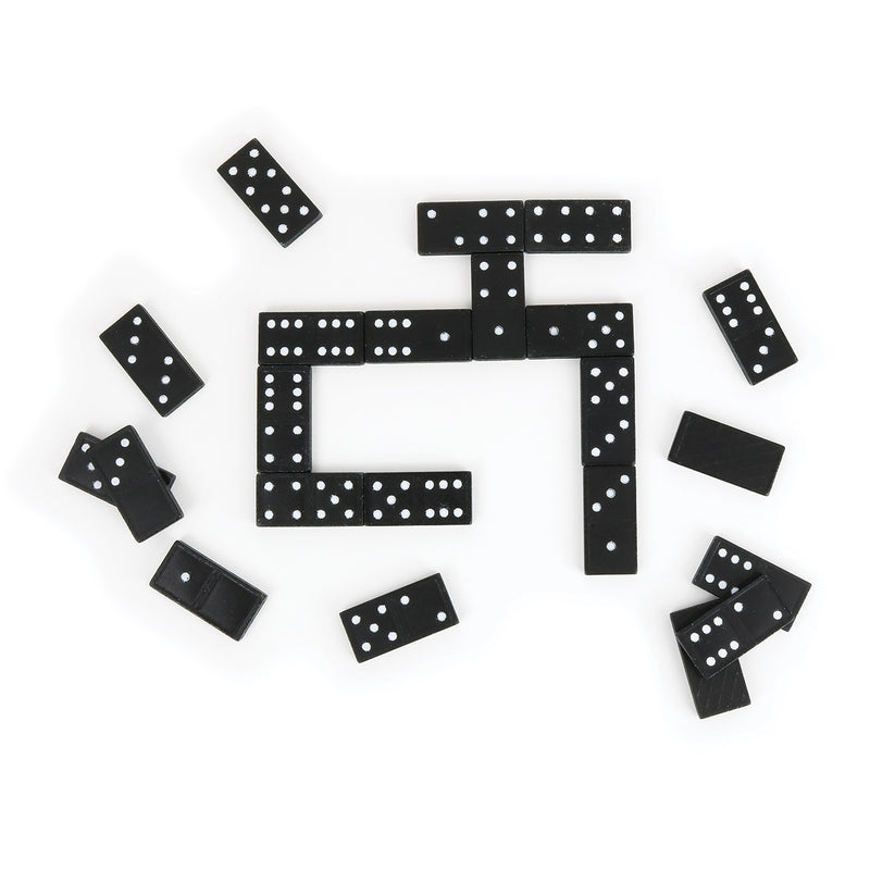 Wooden Dominoes Double Six - Set of 28 Black