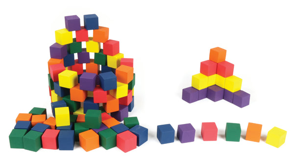 1" Wooden Cubes Assorted Colors - Set of 102