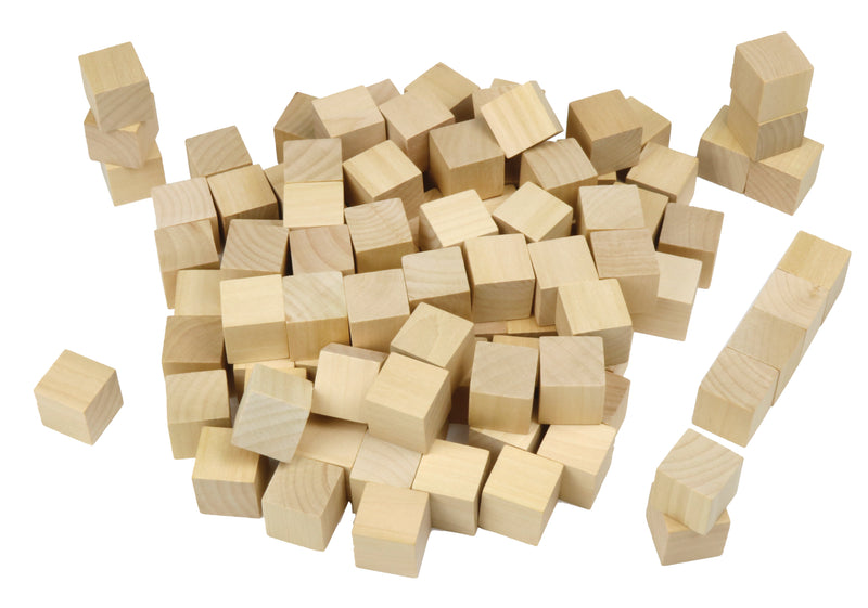 1" Wooden Cubes Plain - Set of 100