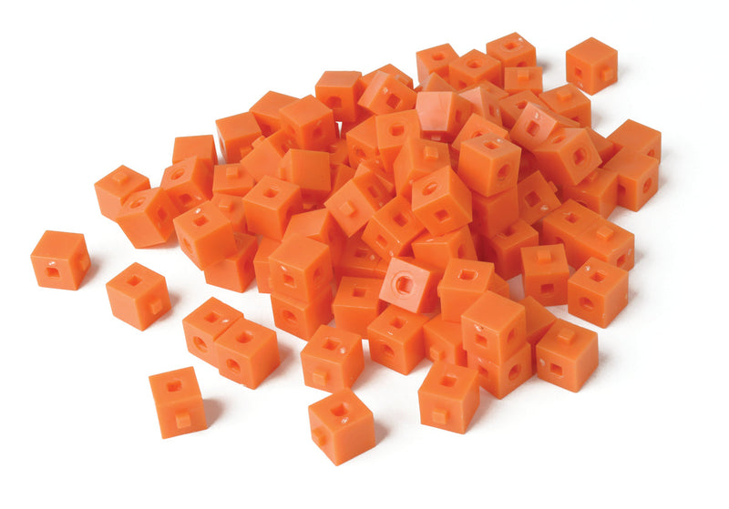 Orange Base Ten Interlocking Unit Cubes - Pack of 100