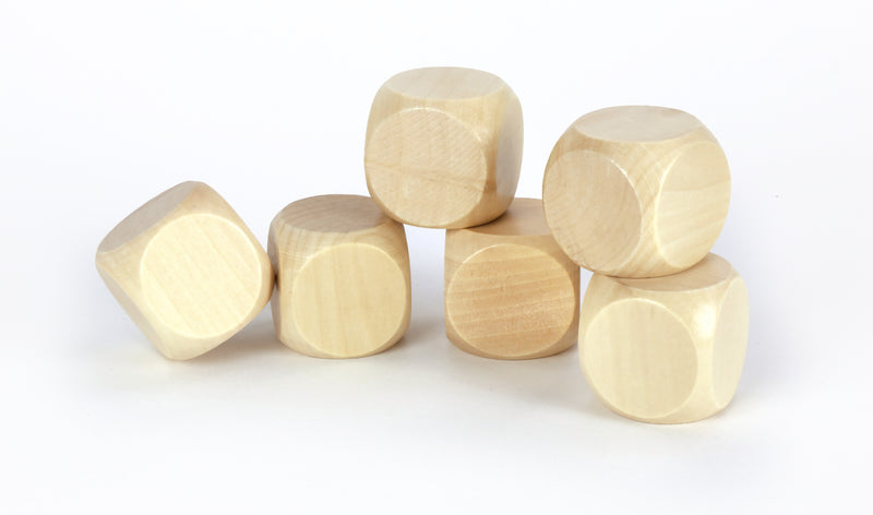 Large Blank Wooden Dice - Pack of 6